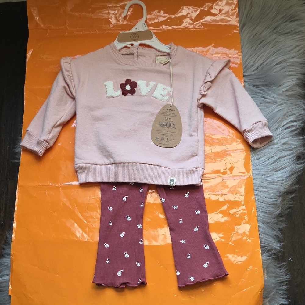 Nwt! Rabbit+bear Organic  Baby 2piece Set